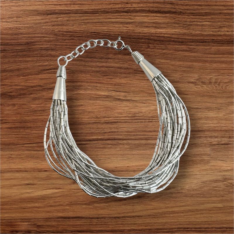 Liquid Silber Armband, Echt Silber 925 Armband aus hunderten von Hand aufgezogenen Silber Röhrchen, 20 Stränge, 18 cm, 17 Gramm, Liquid Silver Bracelet Liquid Silber Armband, Echt Silber 925 Armband aus hunderten von Hand aufgezogenen Silber Röhrchen, 20 Stränge, 18 cm, 17 Gramm, Liquid Silver Bracelet