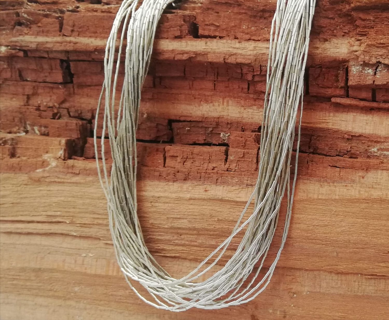 Liquid Silver Kette, Echt Silber 925, 25 Stränge, 45 cm, Liquid Silber Kette Handmade