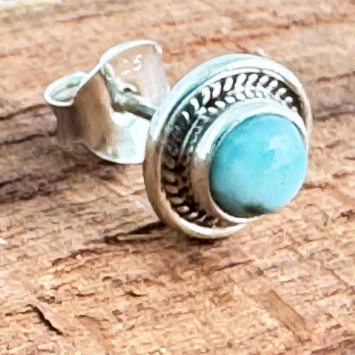 Echter Larimar (Domenikanische Republik)  Ohrstecker, Echt Silber 925 Massiv,  Echte Steine, Paarpreis, Genuine Larimar