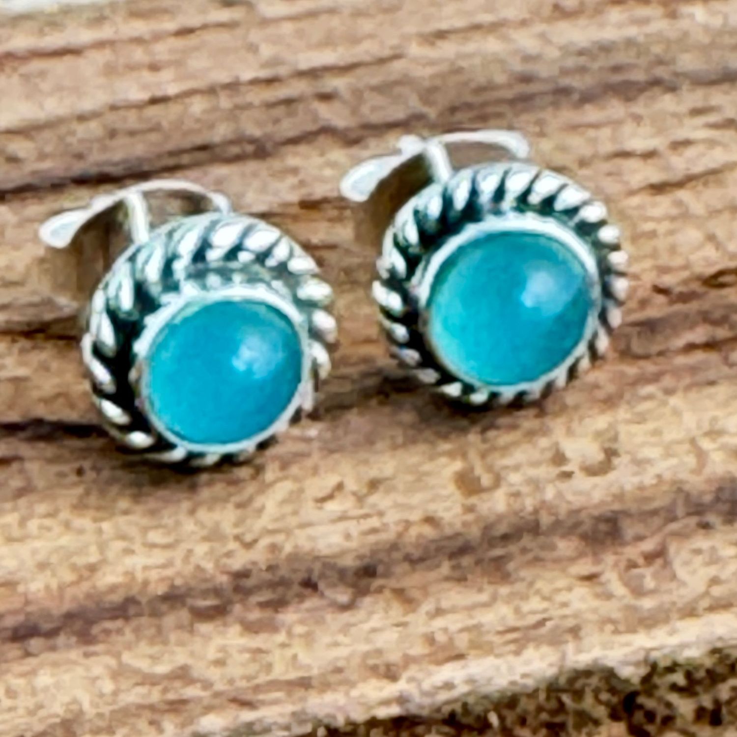 Echter Chalcedon (Brasilien)  Ohrstecker, Echt Silber 925 Massiv,  Echte Steine, Paarpreis, Genuine Calcedonia