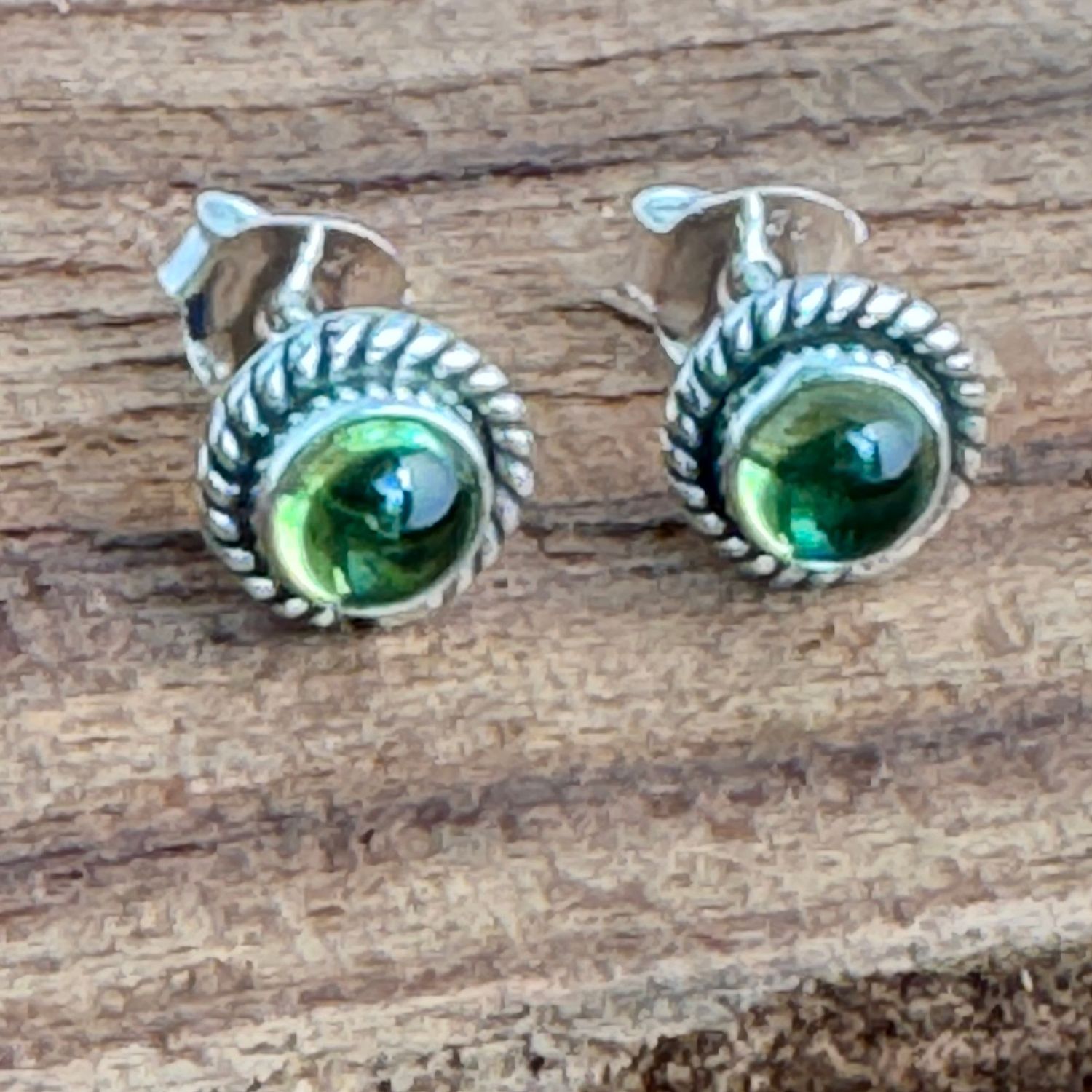 Echter Peridot (Brasilien)  Ohrstecker, Echt Silber 925 Massiv,  Echte Steine, Paarpreis, Genuine Peridot