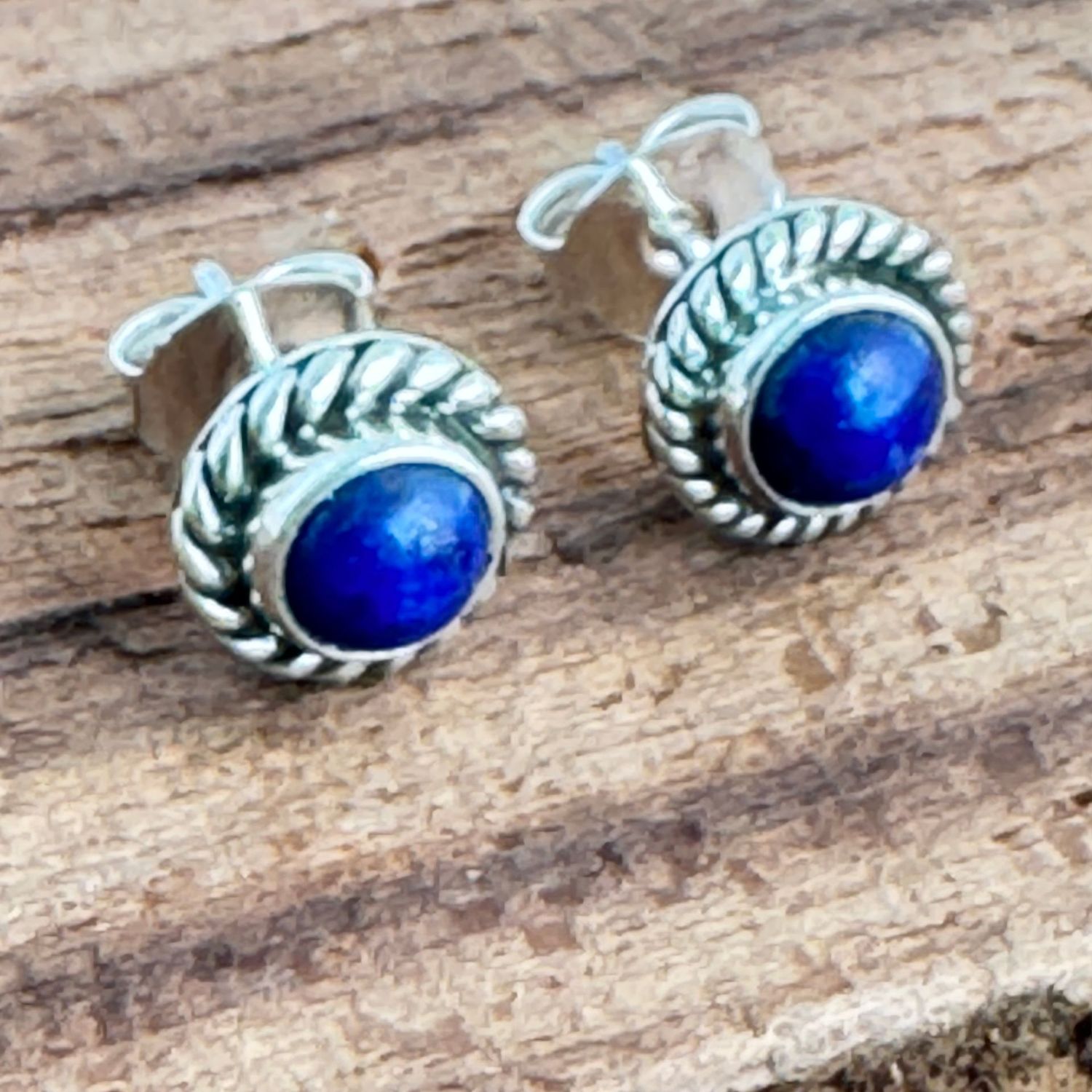 Echter Lapis-Lazuli (Afghanistan)  Ohrstecker, Echt Silber 925 Massiv,  Echte Steine, Paarpreis, Genuine Lapis Lazuli