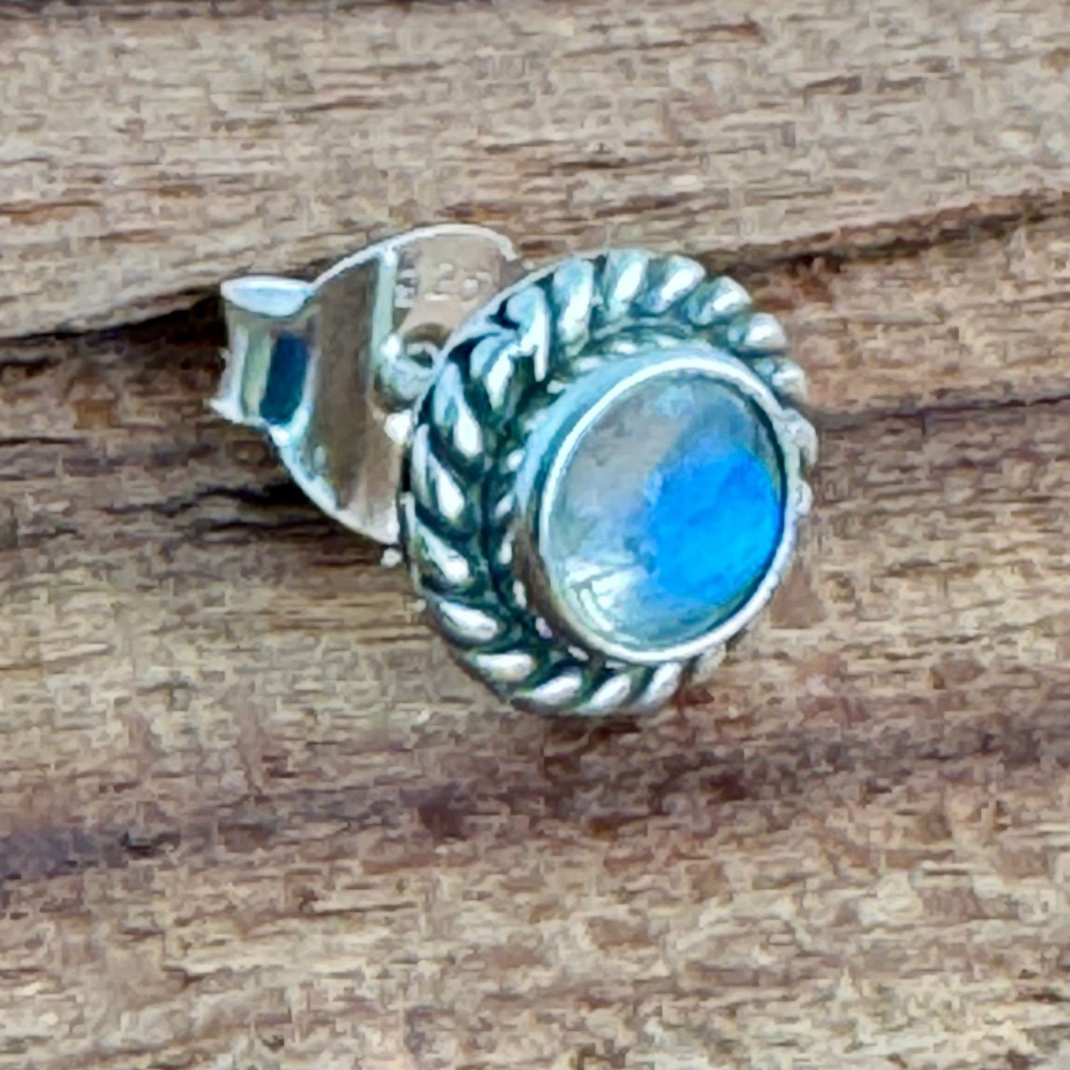 Regenbogen Mondstein (Madagaskar)  Ohrstecker, Echt Silber 925 Massiv,  Echte Steine, Paarpreis, Genuine Rainbow Moonstone