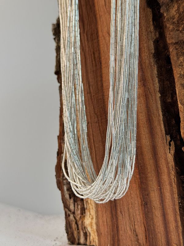 Liquid Silver Kette, Indianer Arbeit, Made in USA, 30 Stränge, 76cm, äußerst Selten und wunderschön