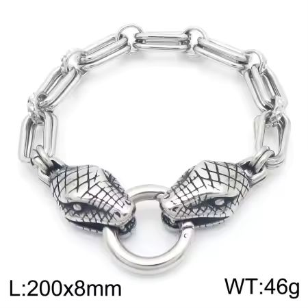 Snake Bracelet !!! Schlangen Armband mit Anker Kette, Silber hochpoliert, Viking Snake, ca. 20 cm lang, 46 gramm schwer