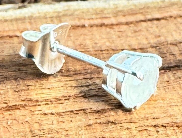 Regenbogen-Mondstein Ohrstecker, echt Silber, facettiert Oval ,  Echte Steine, Paarpreis, Genuine Rainbow Moonstone Ear Studs