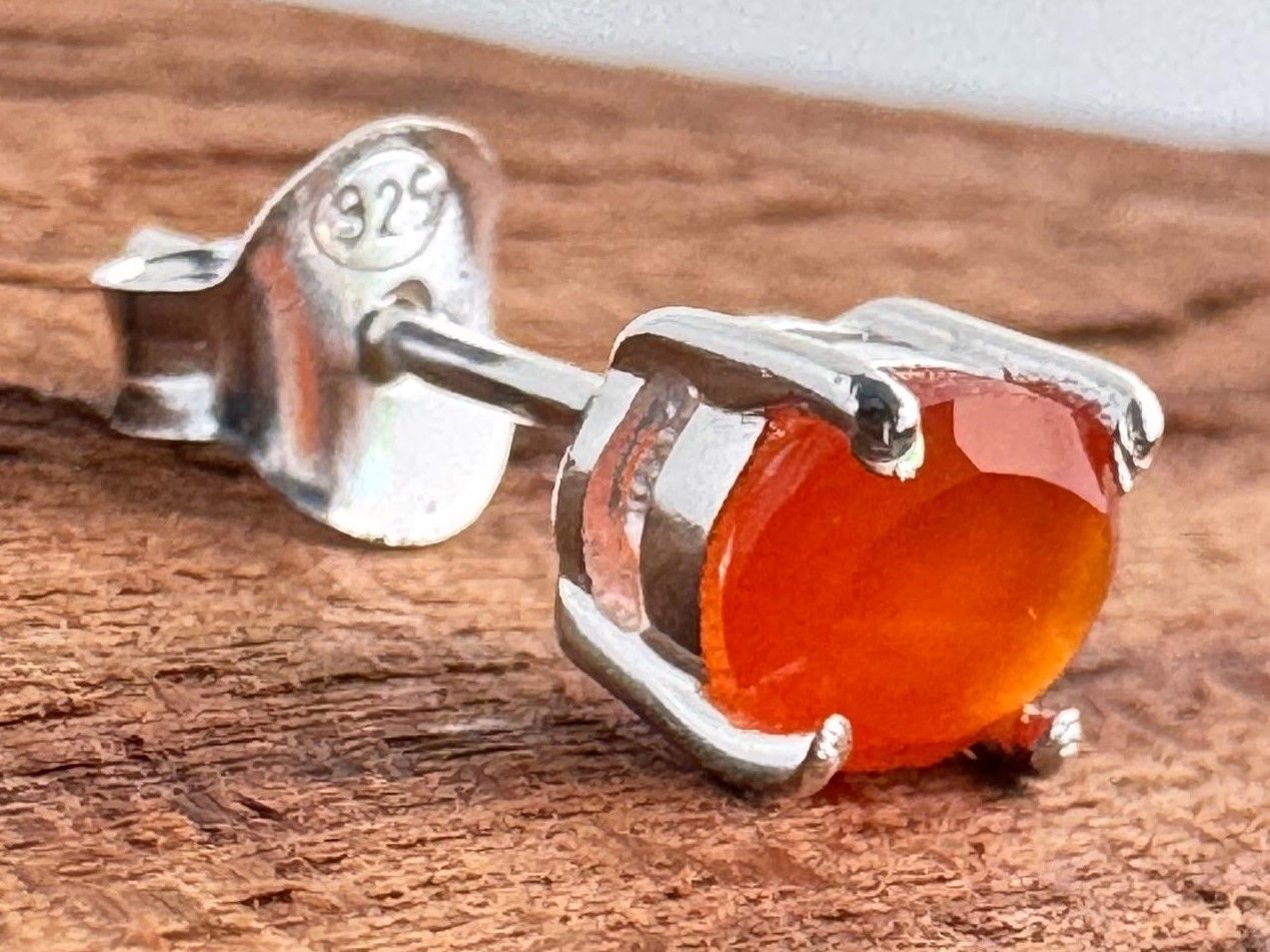 Pfirsich Mondstein Silber Ohrstecker, oval facettiert, Cabochon, Rund ,  Echte Steine, Paarpreis, Genuine Peach Moonstone Ear Studs