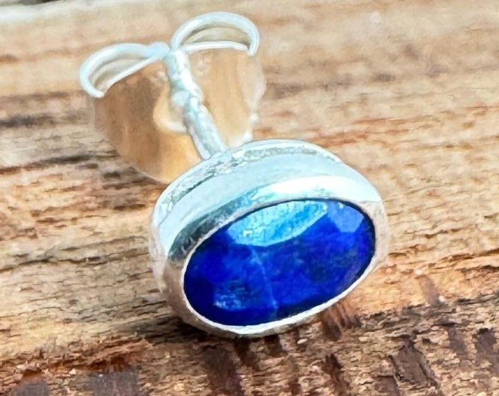 Lapis Lazuli Ohrstecker, facettiert oval ,  Echte Steine, Paarpreis, Genuine Lapis Lazuli Ear Studs