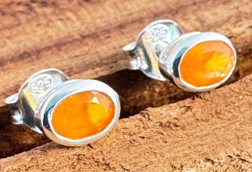 Pfirsich Mondstein Ohrstecker, oval facettiert, Cabochon, Rund ,  Echte Steine, Paarpreis, Genuine Peach Moonstone Ear Studs