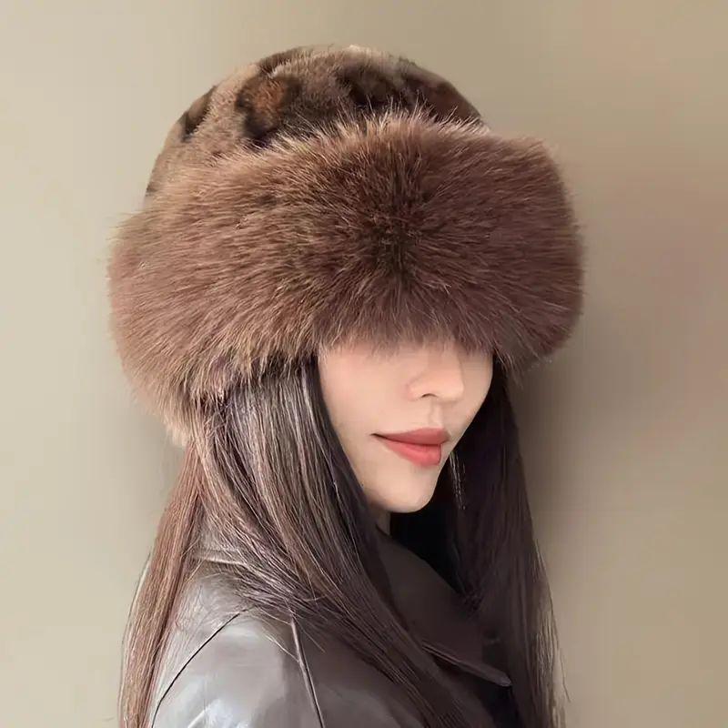 Luxuriöser Geparden Damen Fell Hut Leichter Warmer Winterhut, Luxuriöser Damen Fell Hut aus Kunstfell in Braun / Dunkelbraun Luxuriöser Geparden Damen Fell Hut Leichter Warmer Winterhut, Luxuriöser Damen Fell Hut aus Kunstfell in Braun / Dunkelbraun