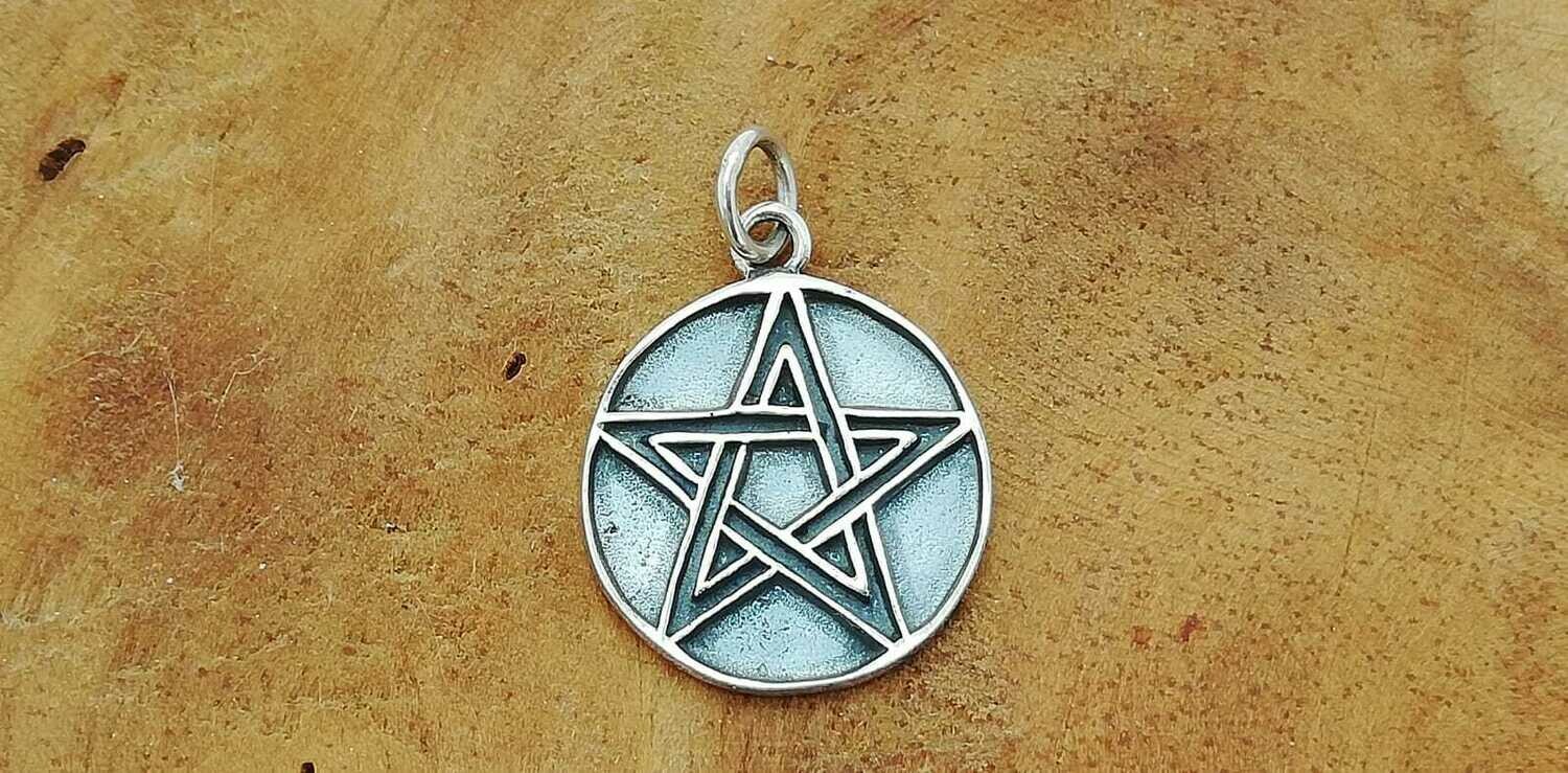 Pentagramm, Echt Silber 925 Anhänger, Schutzamulett Pentagramm aus Echt Silber