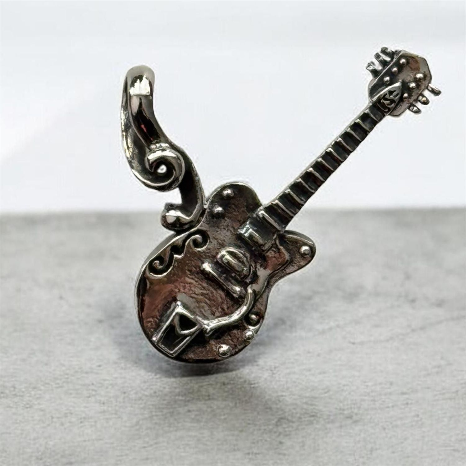 Gitarre, Elektro Gitarre als Anhänger Echt Silber 925 Anhänger, electric guitar silver Pendant