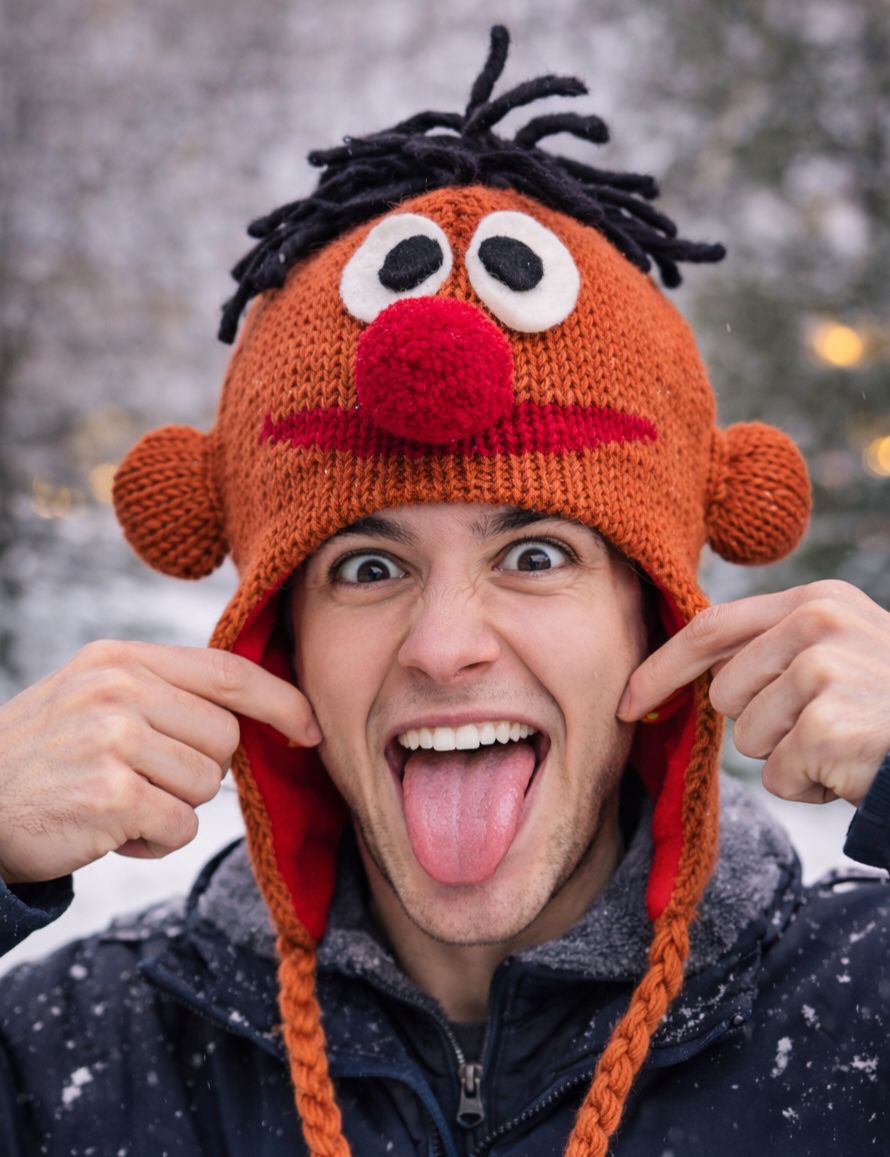 Ernie..mollig warm gefüttert, handgestrickte Wollmütze Innen komplett mit Polar-Fleece gefüttert