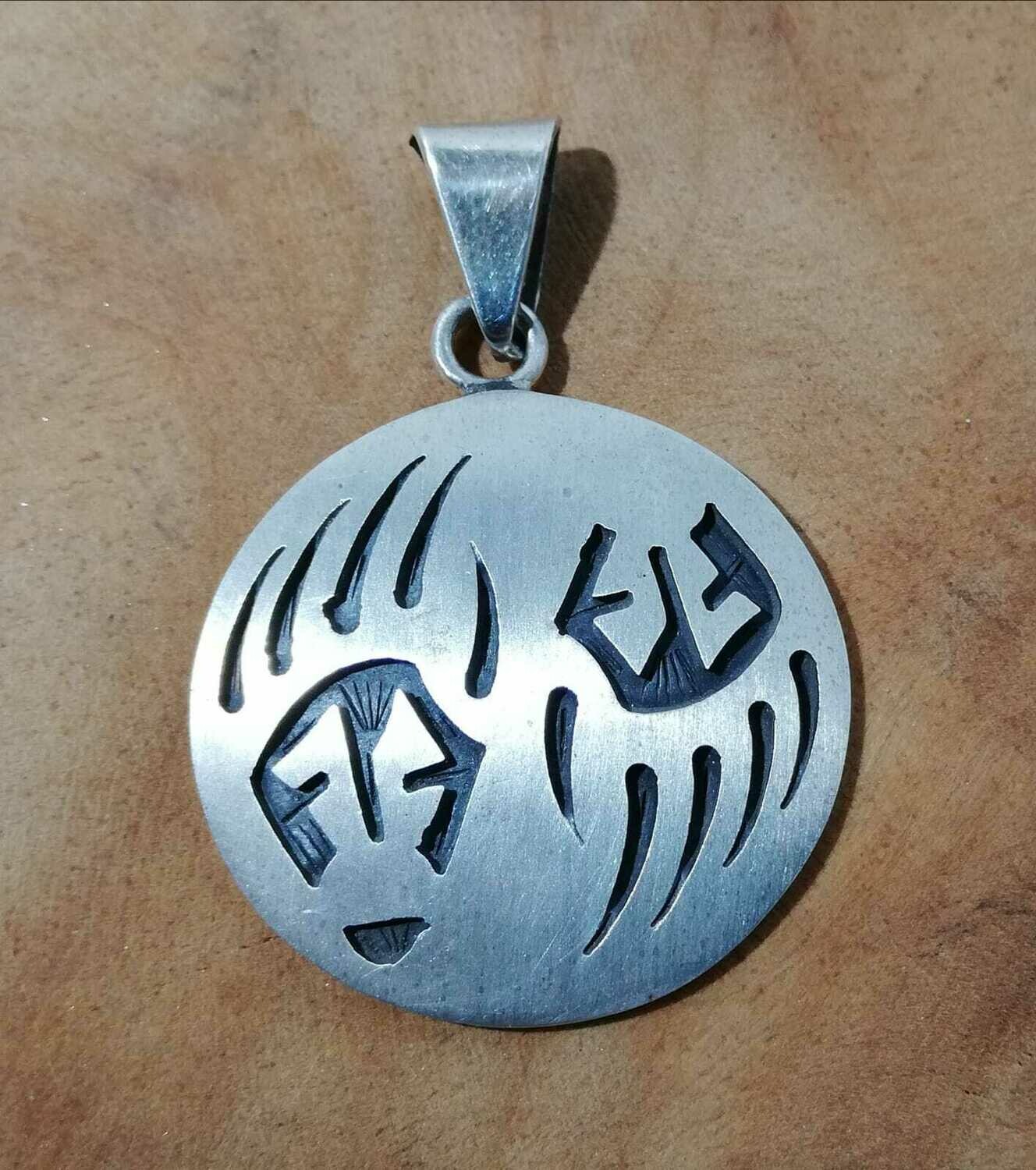 Hopi Indianerschmuck Bärentatze mattiert, Sterling Silber 925, Made in USA, Original Hopi Indian Jewelry