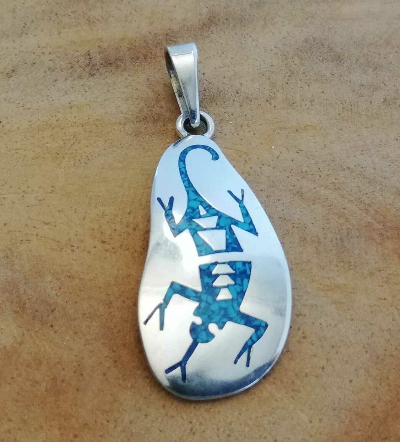 Indianerschmuck Gecko "Salamander", Sterling Silber 925, Overlay Technik von Hand gefertigt in Mexico
