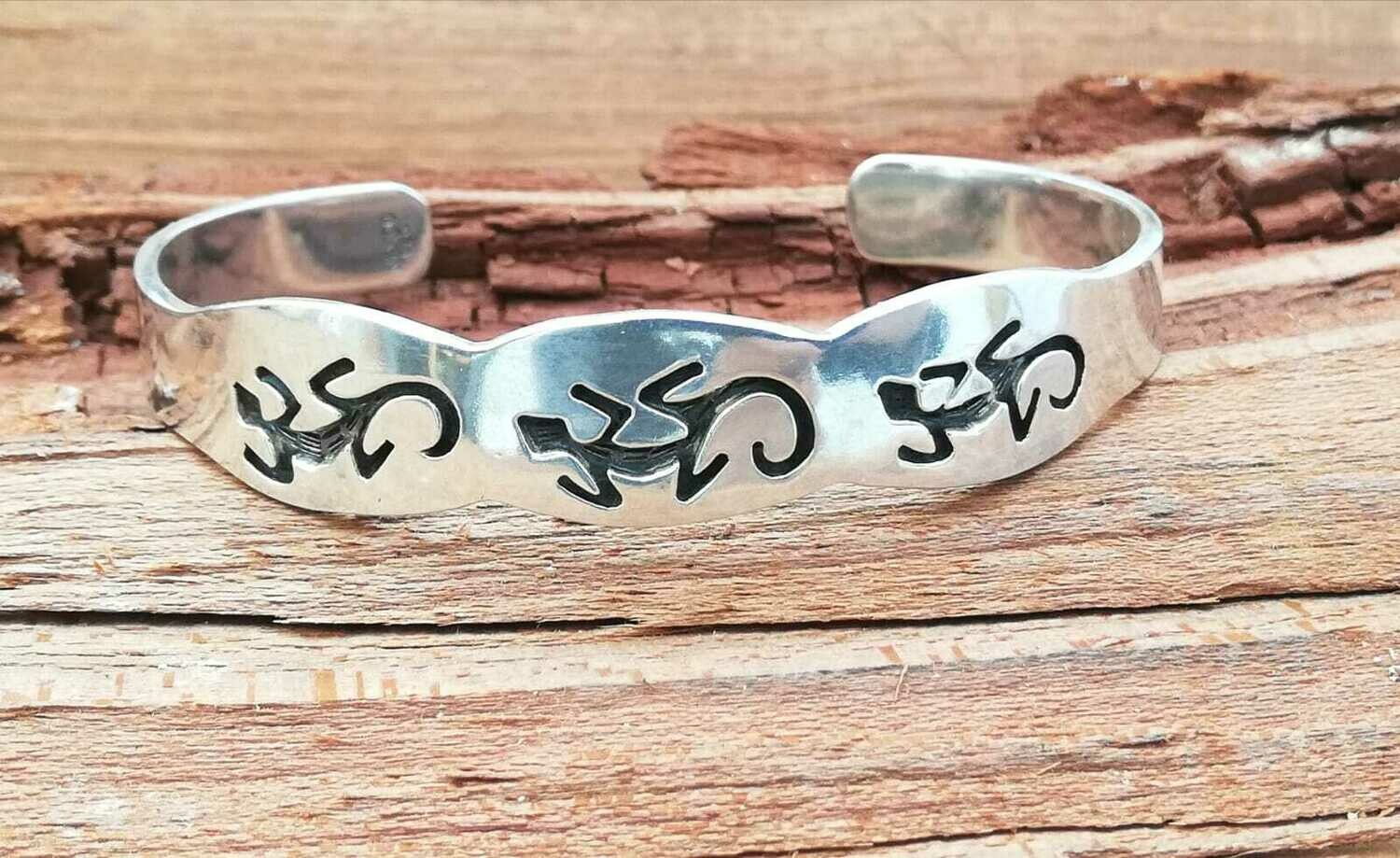 Gecko, Eidechsen Armreif, Echt Silber 925, massiv, handgearbeitet in Mexico