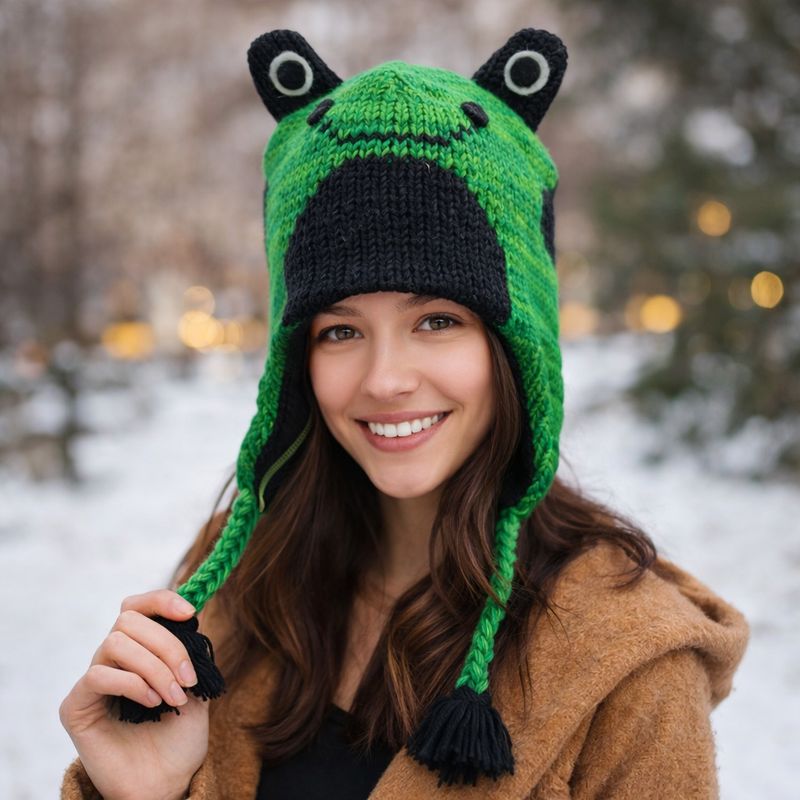 Frosch Mütze handgestrickt, Froggi unser frecher grüner Frosch..quak quak quak, handgestrickt..mit Polar-Fleece gefüttert...Mollig warm Frosch Mütze handgestrickt, Froggi unser frecher grüner Frosch..quak quak quak, handgestrickt..mit Polar-Fleece gefüttert...Mollig warm