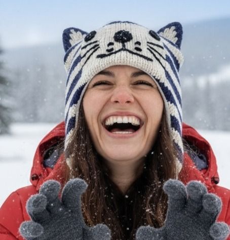 Zebra Kitty in dunkel-blau - weiss, handgestrickt..mit Fleece Innen gefüttert...Mollig warm; Zebra hat handmade Zebra Kitty in dunkel-blau - weiss, handgestrickt..mit Fleece Innen gefüttert...Mollig warm; Zebra hat handmade
