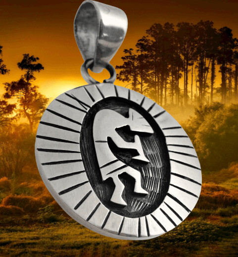 Kokopelli Indianer Anhänger, hergestellt in Overlaytechnik, massiv und schwer aus Mexico, Kokopelli Silver Pendant