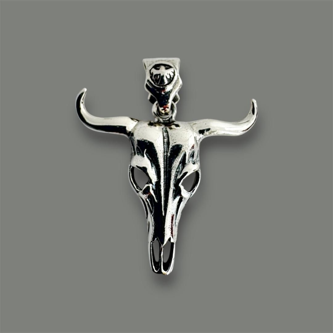 Büffel Schädel, Echt Silber 925 Anhänger, Buffalo Head Pendant