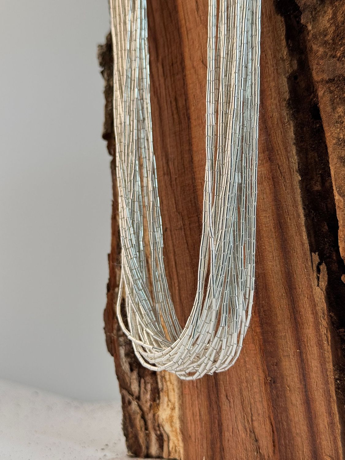 Liquid Silver Kette, Echt Silber 925, 30 Stränge, 45 cm, Liquid Silber Kette Handmade Liquid Silver Kette, Echt Silber 925, 30 Stränge, 45 cm, Liquid Silber Kette Handmade