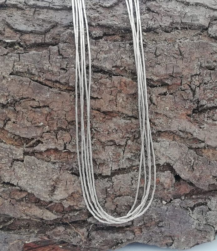 Liquid Silver Kette, reine Handarbeit, Echt Silber 925, 7 Stränge, 45 cm (+ 3 cm Verlängerung) Liquid Silber Kette
