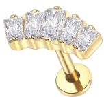 Titan Labret mit Innengewinde,  luxuriöser Kristallbogen in  gold oder silber  mit verlauf Zirkonia in weiss, Piercing Stecker 1,2 x 8mm