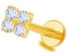 Titan Labret mit Innengewinde,  Trebol  aus Gold 4 mit weissen Zirkonia, Piercing Stecker 1,2 x 8mm