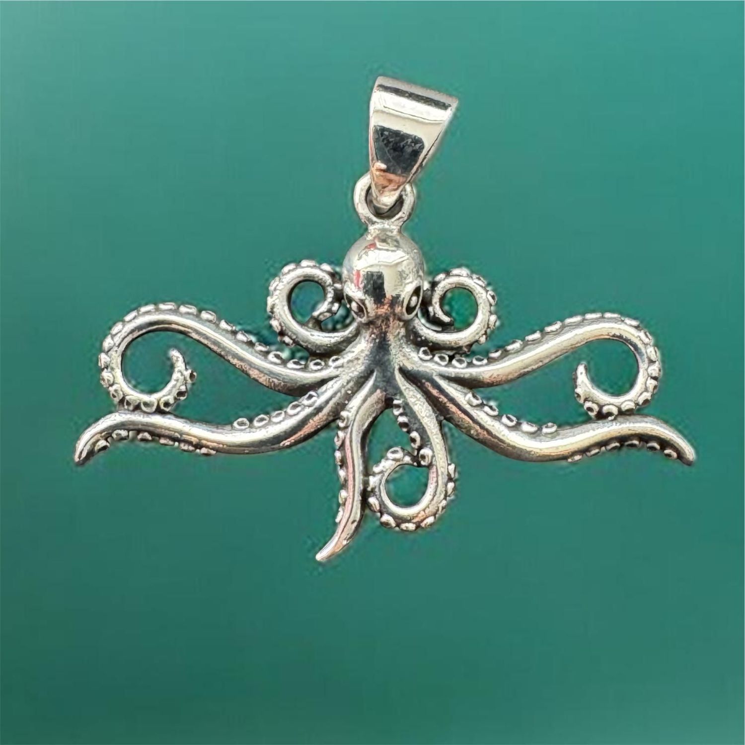Octopus, Tintenfisch, Echt Silber 925 Anhänger,