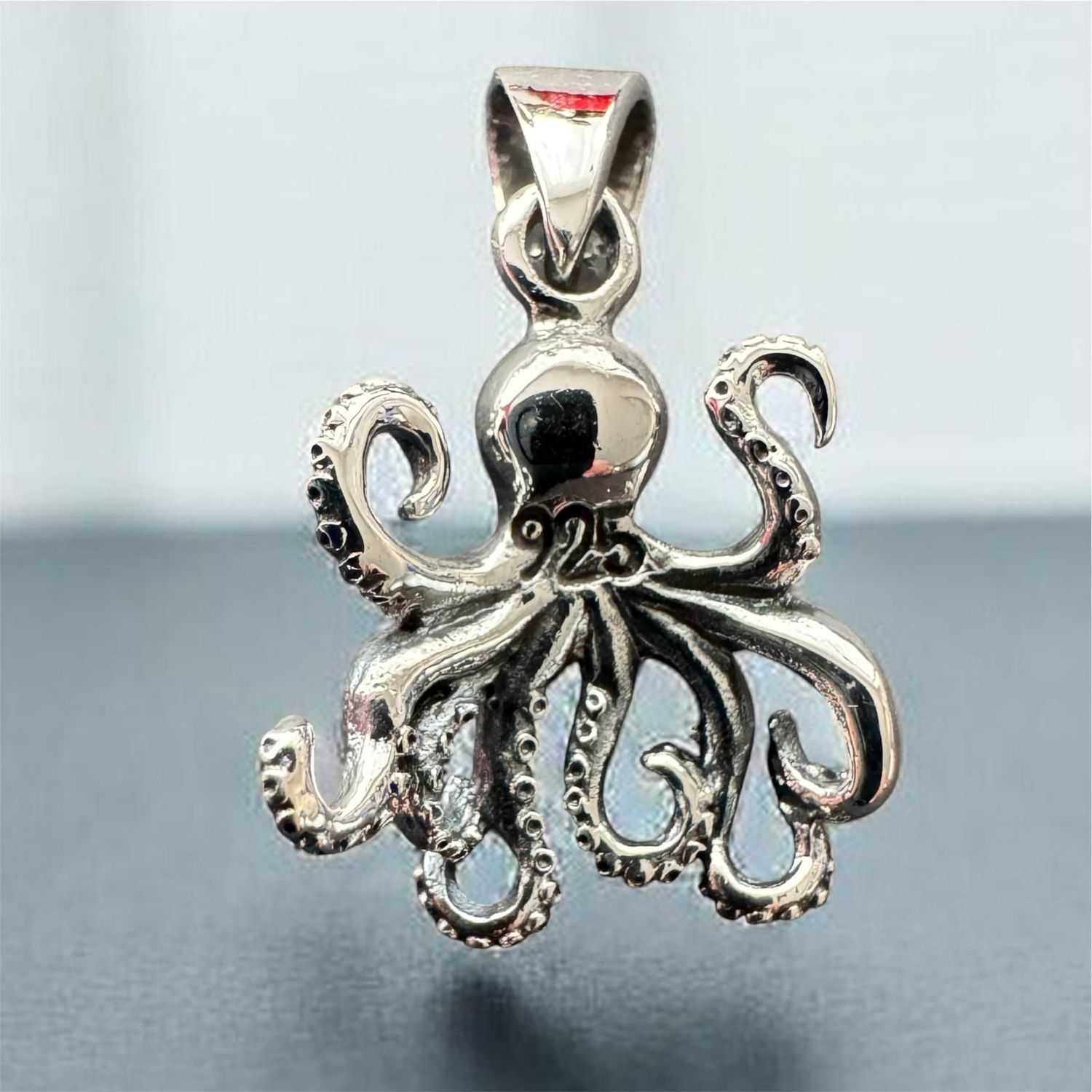 Octopus, Tintenfisch, Echt Silber 925 Anhänger,