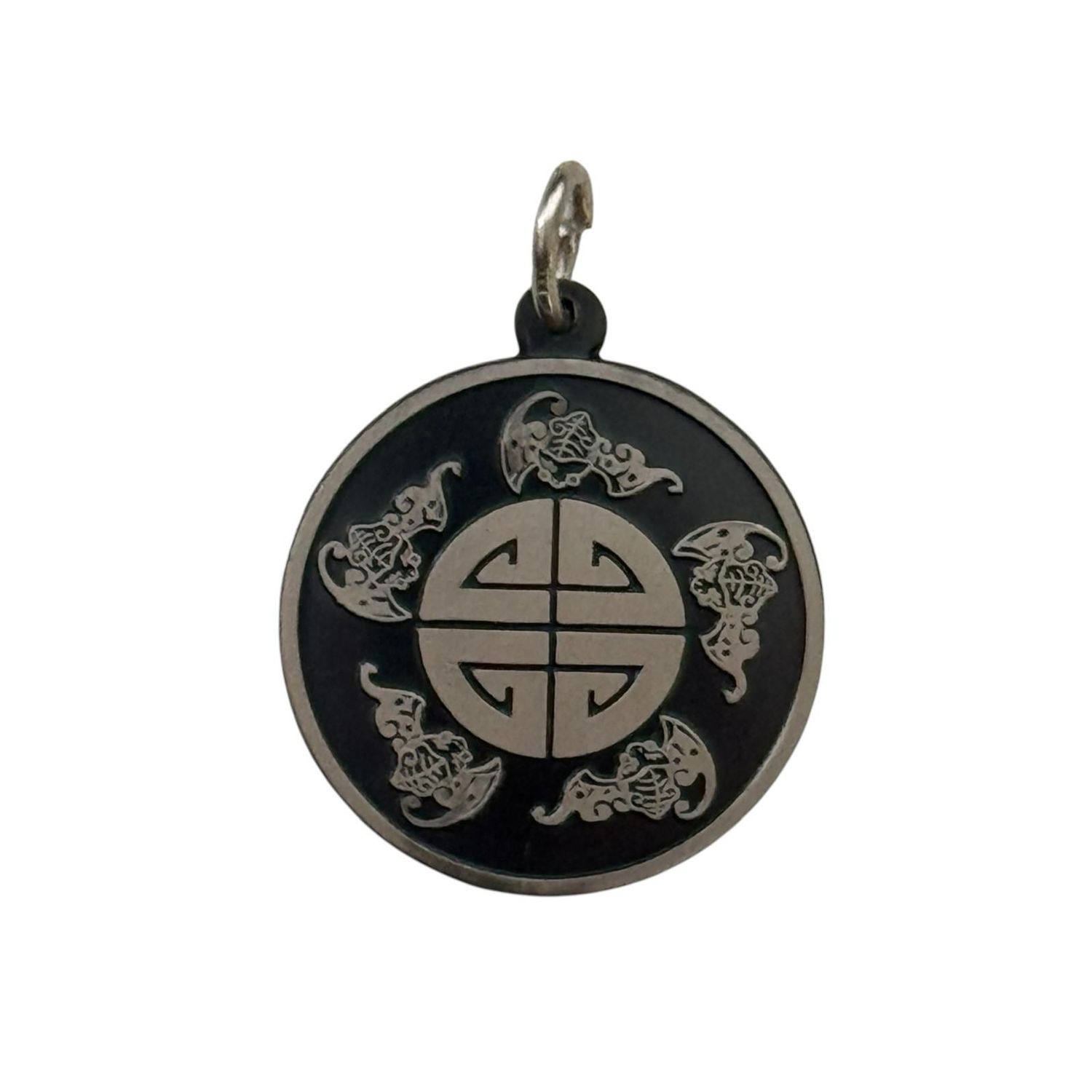 Symbol der Fünf Segen, Echt Silber Anhänger, Symbol of the Five Blessings Silver Pendant