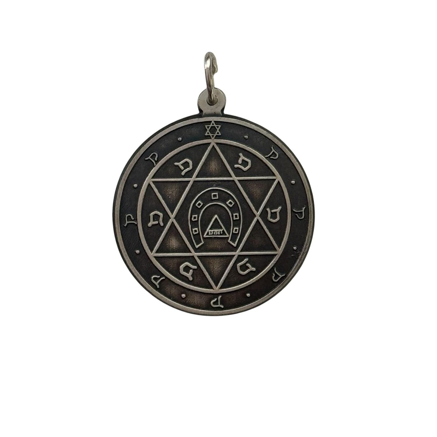 Spieleramulett mit Davidsstern Echt Silber Anhänger, Player amulet Silver Pendant
