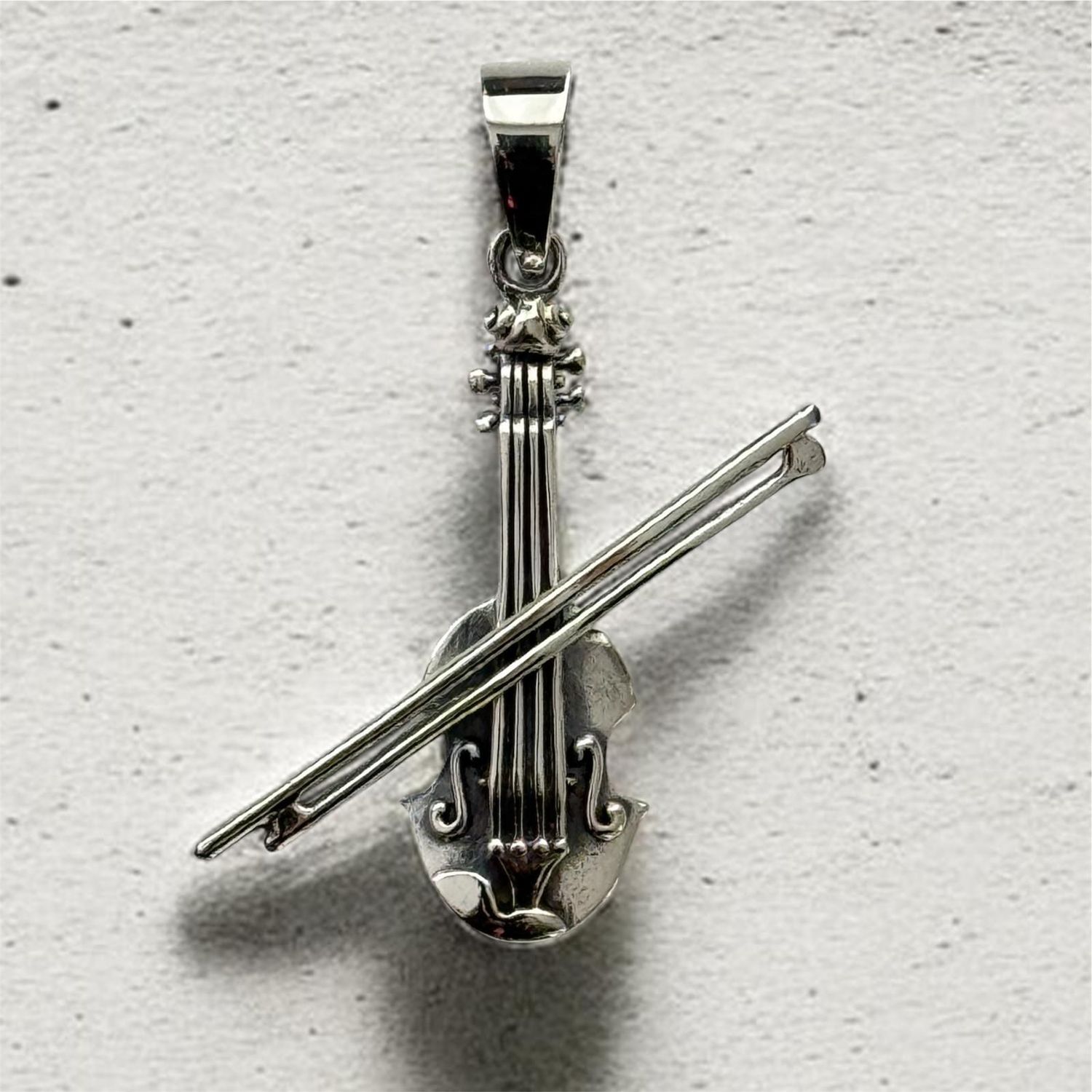 Geige, Violine Musikinstrument, Geige Anhänger aus Echt Silber 925, violin silver pendant