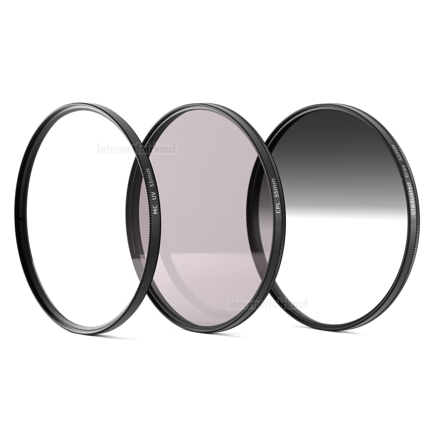 UV + Pol + Grauverlaufsfilter passend für Nikon D3500 D5600 und AF-P 18-55mm Objektiv