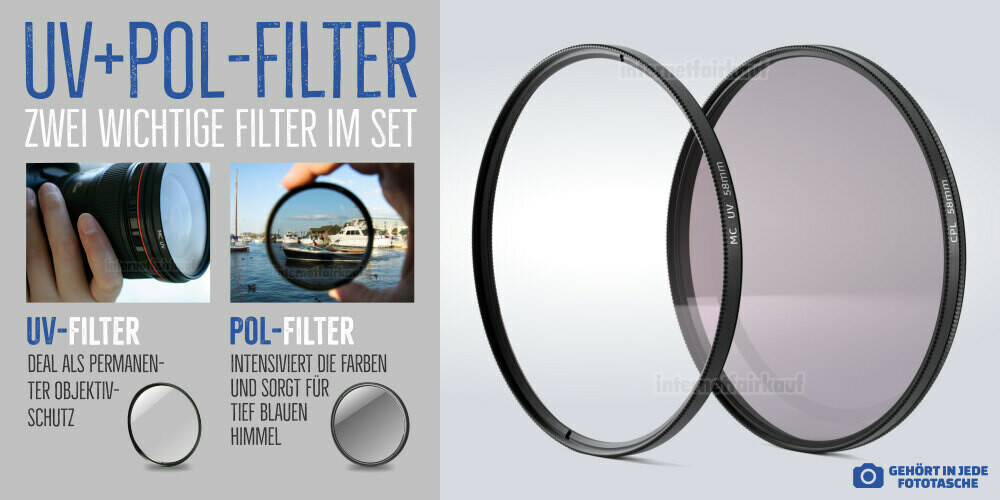 UV + Polfilter passend für Canon EOS 700D und 18-55 Objektiv
