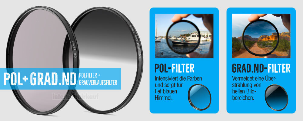 POL + Grauverlaufs-Filter passend für Panasonic Lumix FZ62 FZ200