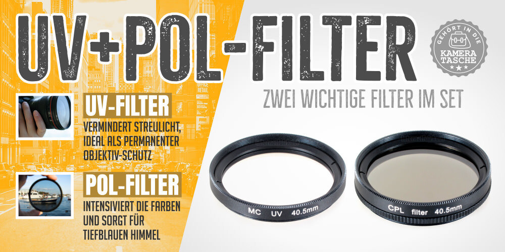 UV + Polfilter passend für Sony Alpha ZV-E10 und 16-50mm Objektiv