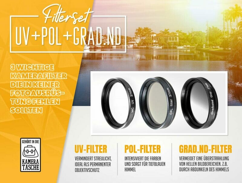 UV + Pol + Grauverlaufsfilter 37mm, schwarz