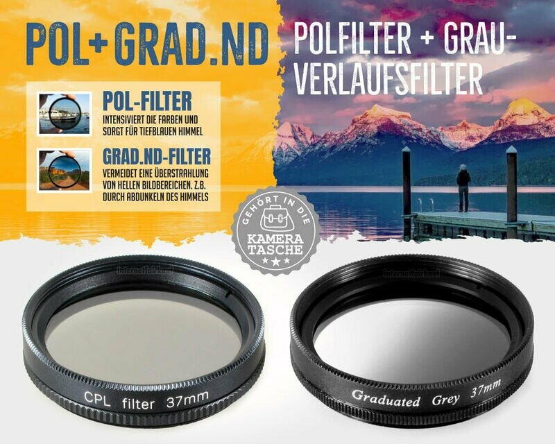 Pol + Grauverlaufsfilter 37mm, schwarz