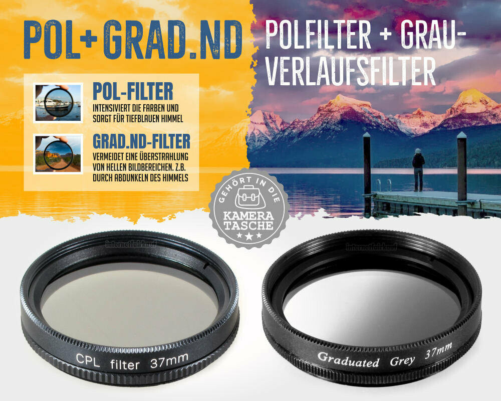Pol + Grauverlaufsfilter 37mm, schwarz