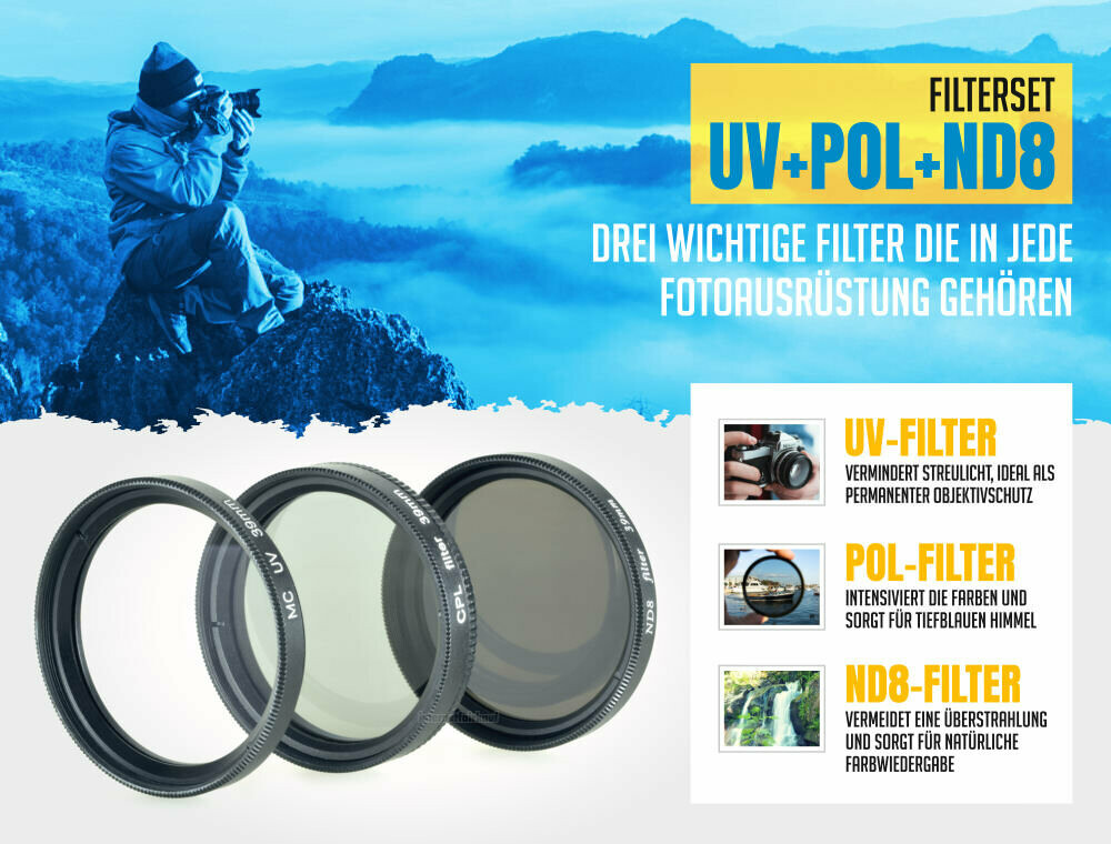 UV + Pol + ND8 Filter 39mm