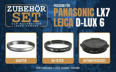 Zubehörset passend für Leica D-Lux 6 + Panasonic LX7 - Adapter Filter Deckel