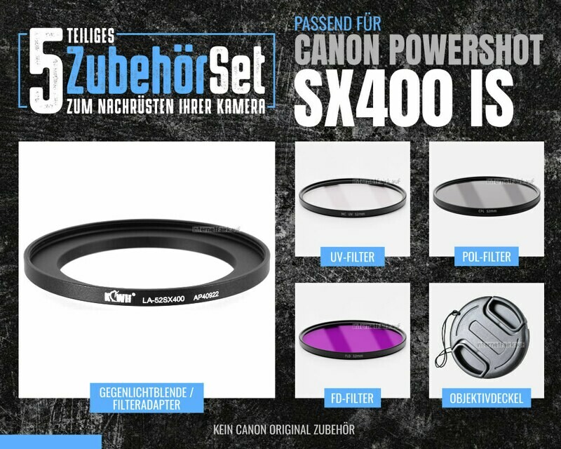 5-teiliges Zubehörset für Canon Powershot SX400 IS, 52mm