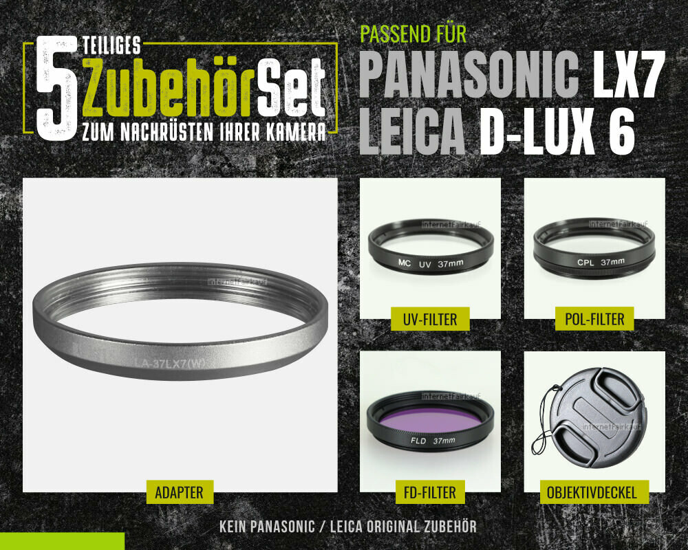 5-teiliges Zubehörset passend für Leica D-Lux 6 + Panasonic LX7