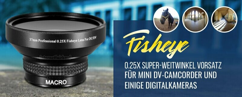 0.25x Fischauge Fisheye Ultra Weitwinkel Vorsatz für Camcorder, 37mm