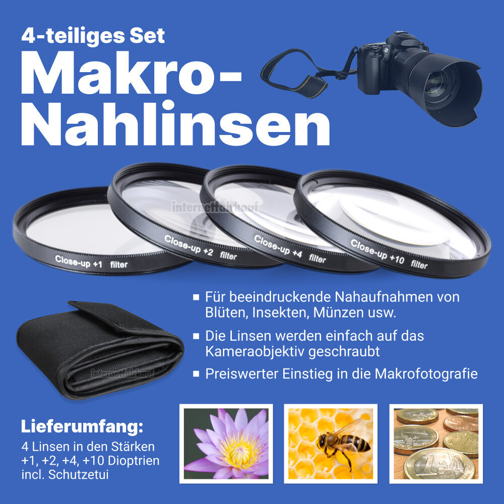 72mm Close Up / Makro Nahlinsen Set +1 +2 +4 +10