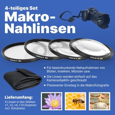 62mm Close Up / Makro Nahlinsen Set +1 +2 +4 +10