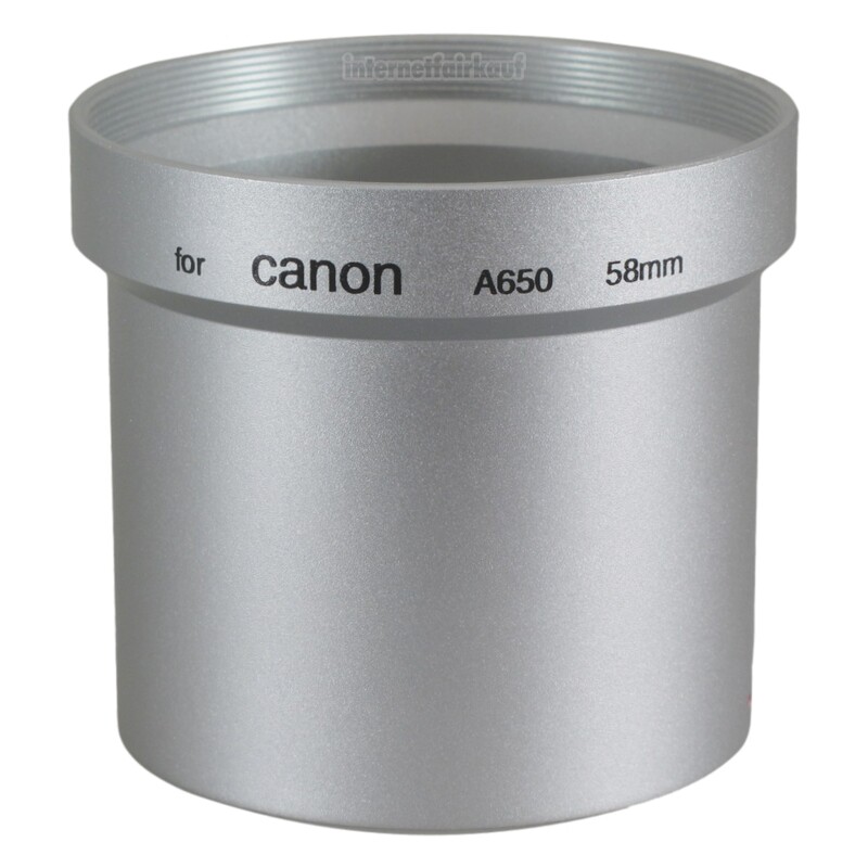 Adapter Tubus für Canon Powershot A650 IS, 58mm