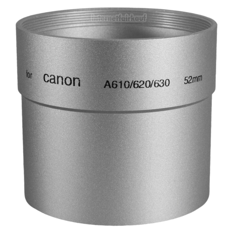 Adapter Tubus für Canon A610 A620 A630 A640 - 52mm silber 1-teilig