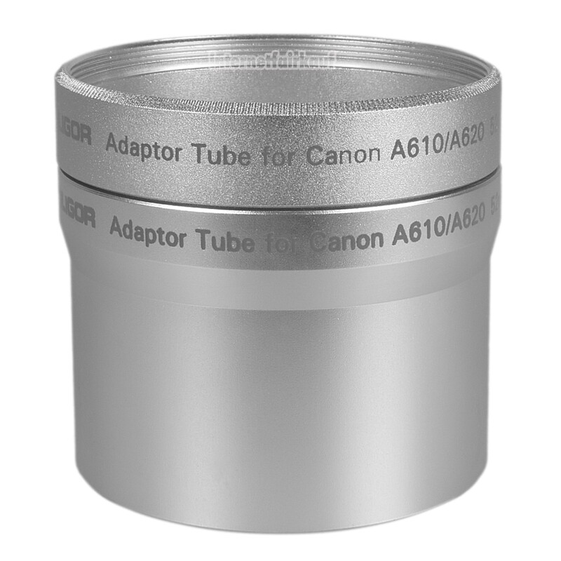 Adapter Tubus für Canon A610 A620 A630 A640 - 52mm silber 2-teilig